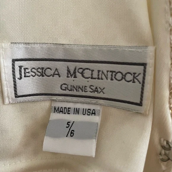 Vintage Jessica McClintock for Gunne Sax Low Back Ivory Lace Maxi Dress sz 4 - Picture 8 of 16
